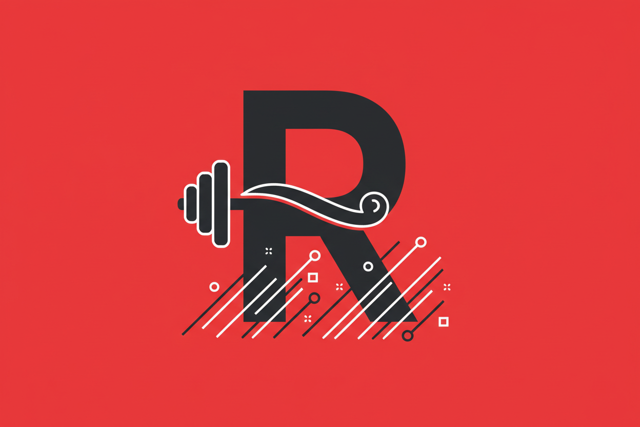 Minimalist gym lifestyle background with letter R in bright red